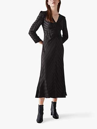 L.K.Bennett Gabrielle Striped Midi Dress, Black