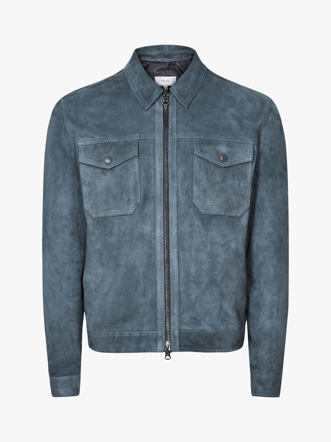 Reiss Pike Suede Zip Through Trucker Jacket 