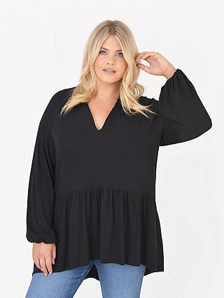Live Unlimited Curve Ruffle Neck Jersey Top, Black