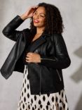 Live Unlimited Curve Leather Jacket, Black