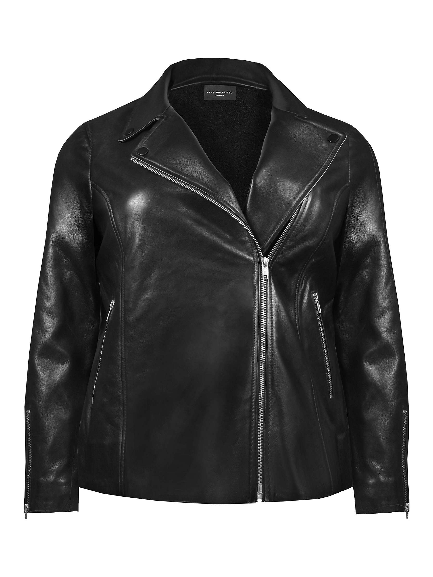Buy Live Unlimited Curve Leather Jacket, Black Online at johnlewis.com