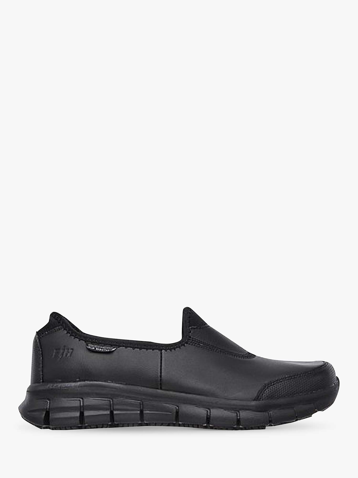 Sure Track Slip Resistant Leather Trainers, Black at John &
