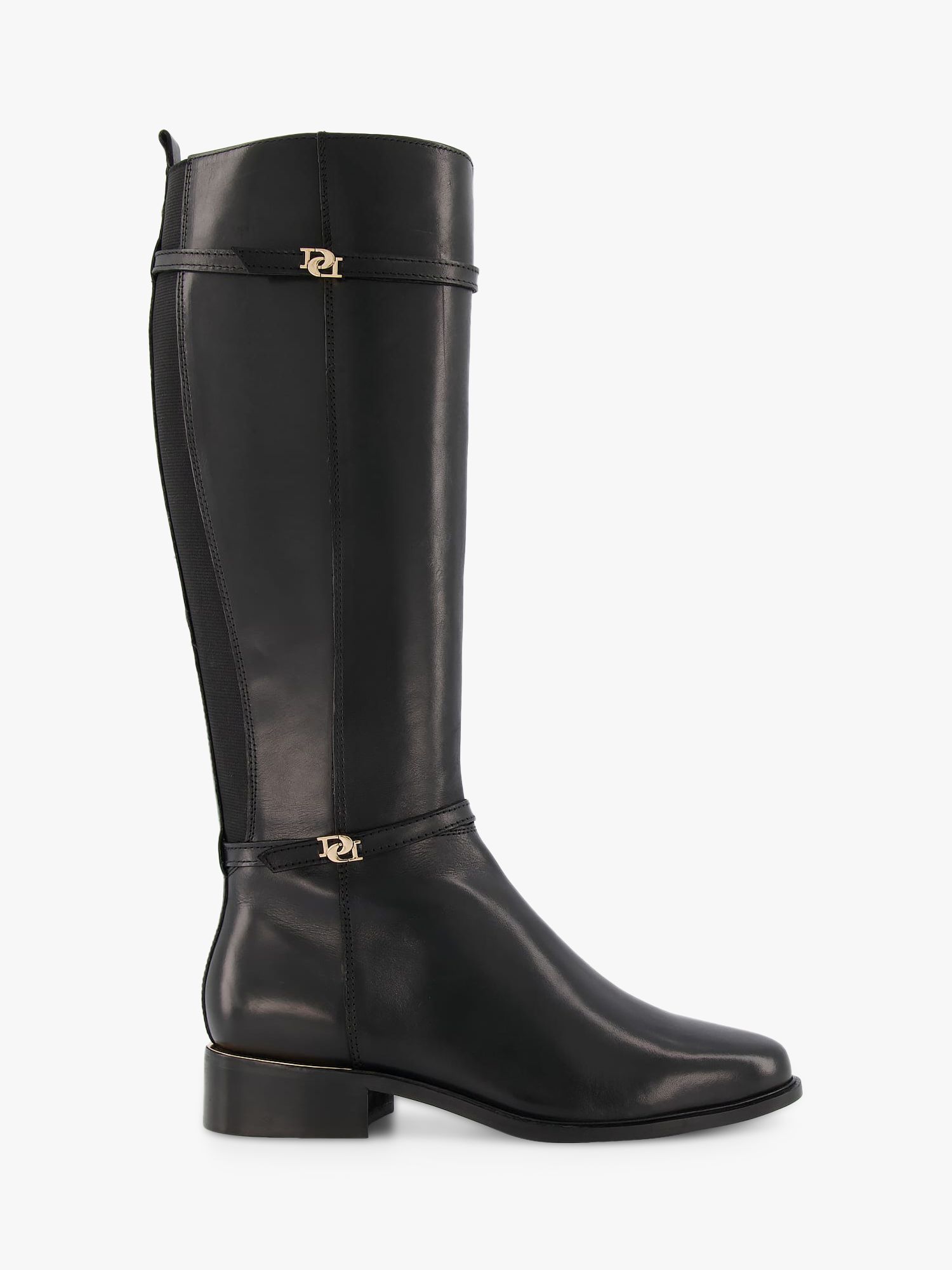 Dune Tap Leather Knee High Boots, Black at John Lewis & Partners