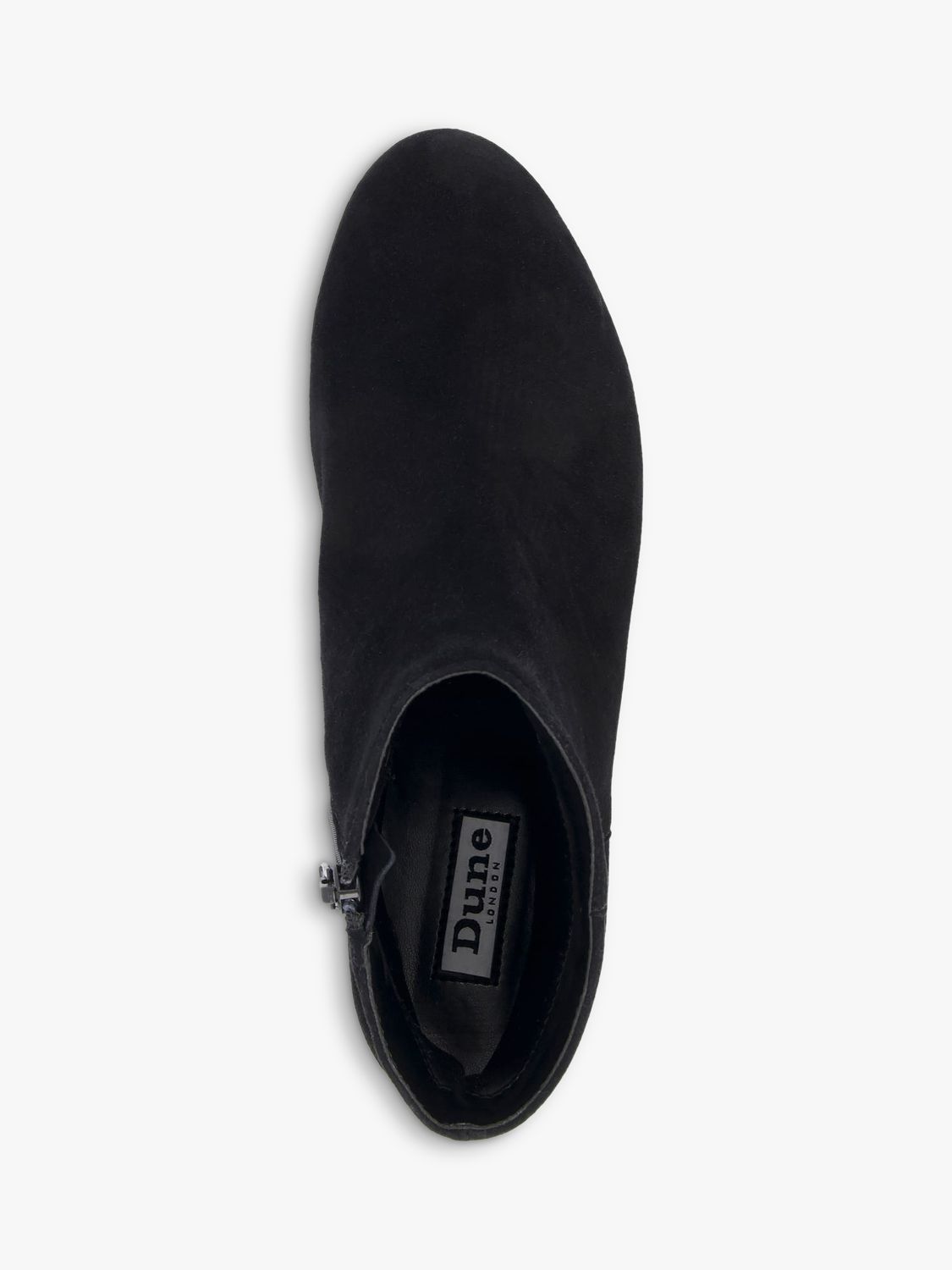 Dune Pippie Suede Block Heel Ankle Boots, Black at John Lewis & Partners