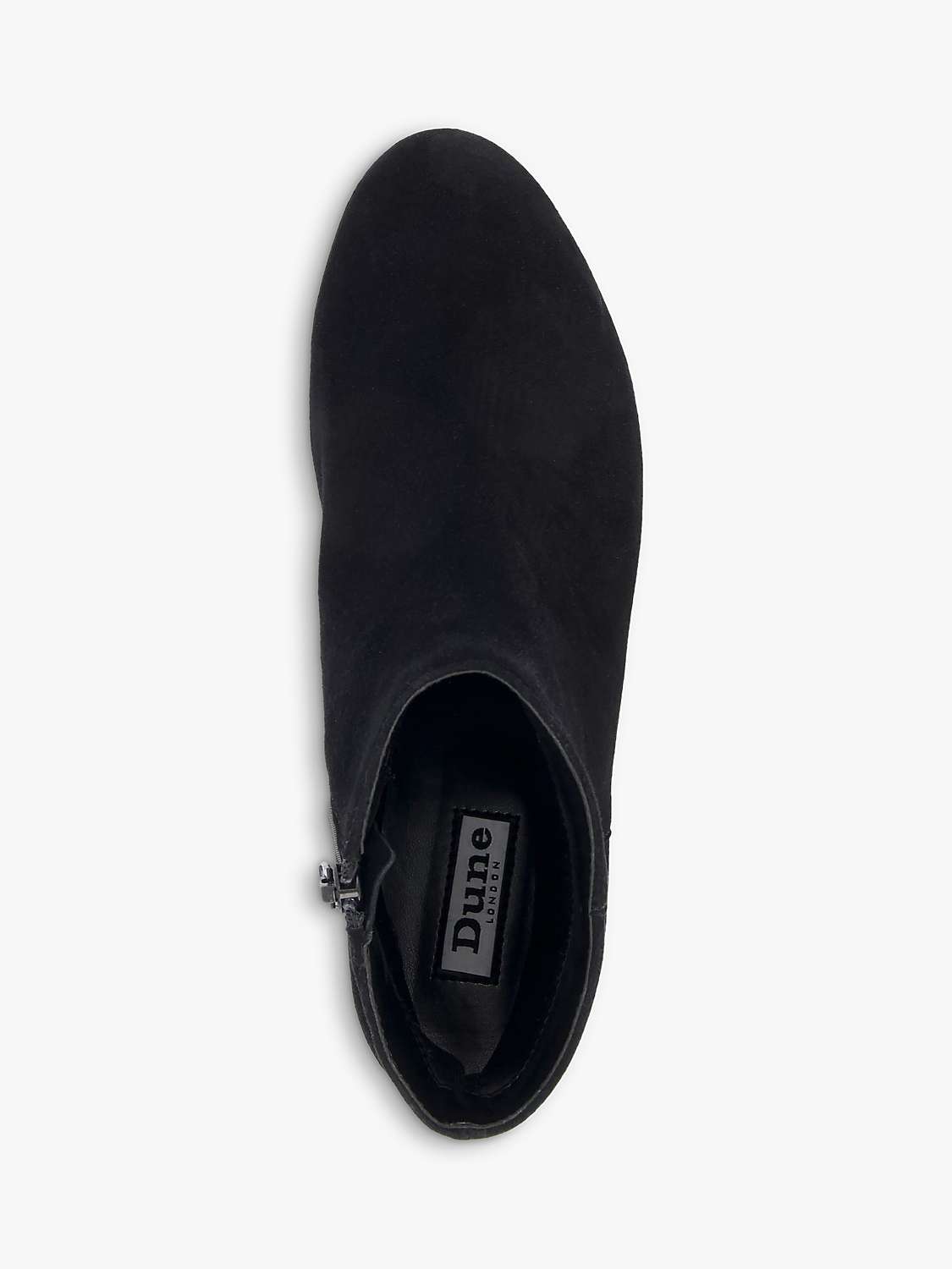 Buy Dune Pippie Suede Block Heel Ankle Boots, Black Online at johnlewis.com
