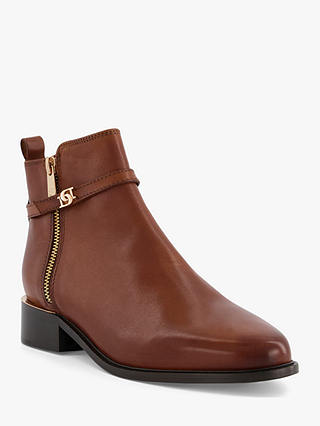 Dune Pap Leather Side Zip Ankle Boots, Tan-leather at John Lewis & Partners