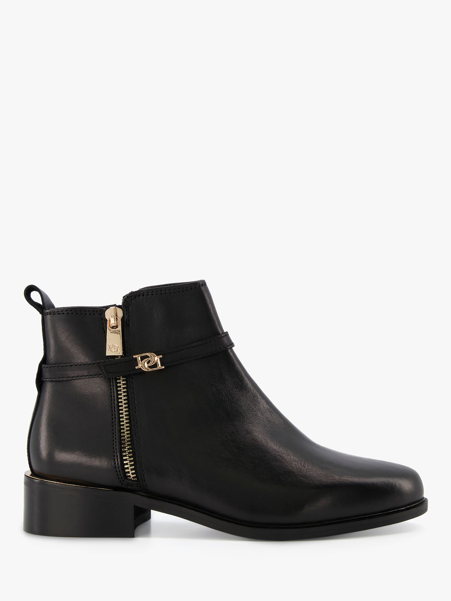 Dune Wide Fit Pap Leather Ankle Boots, Black at John Lewis & Partners