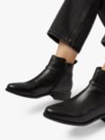 Dune Wide Fit Pap Leather Ankle Boots, Black-leather