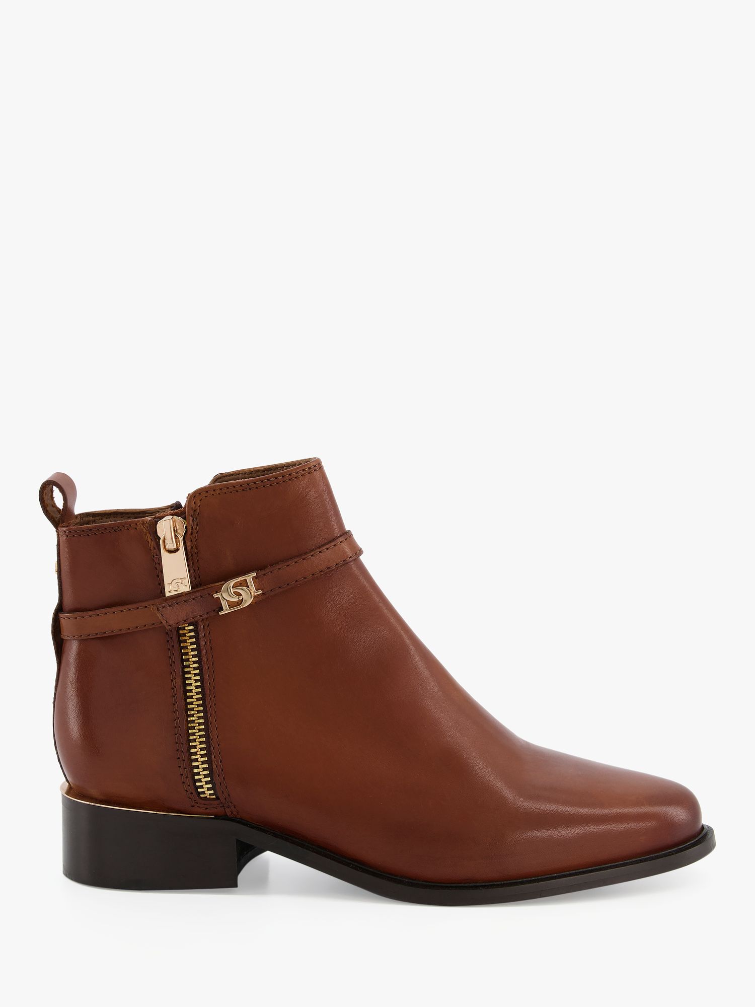 Dune Wide Fit Pap Leather Ankle Boots, Tan-leather at John Lewis & Partners
