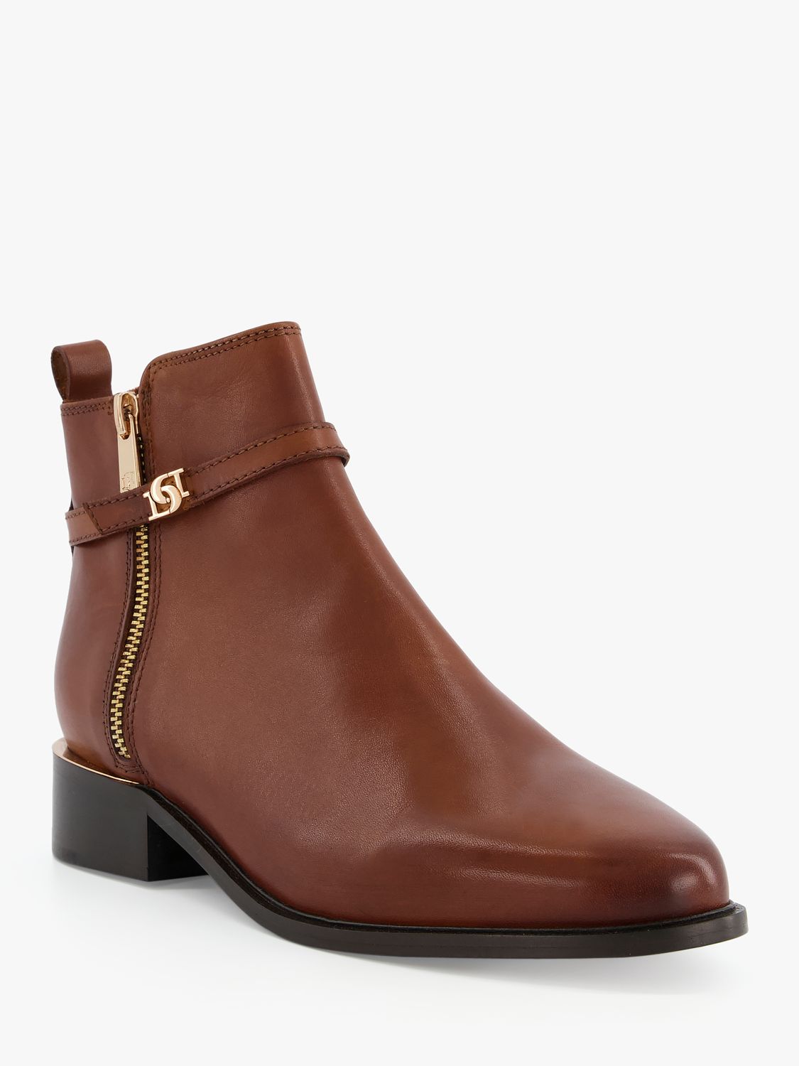 Dune Wide Fit Pap Leather Ankle Boots, Tan at John Lewis & Partners
