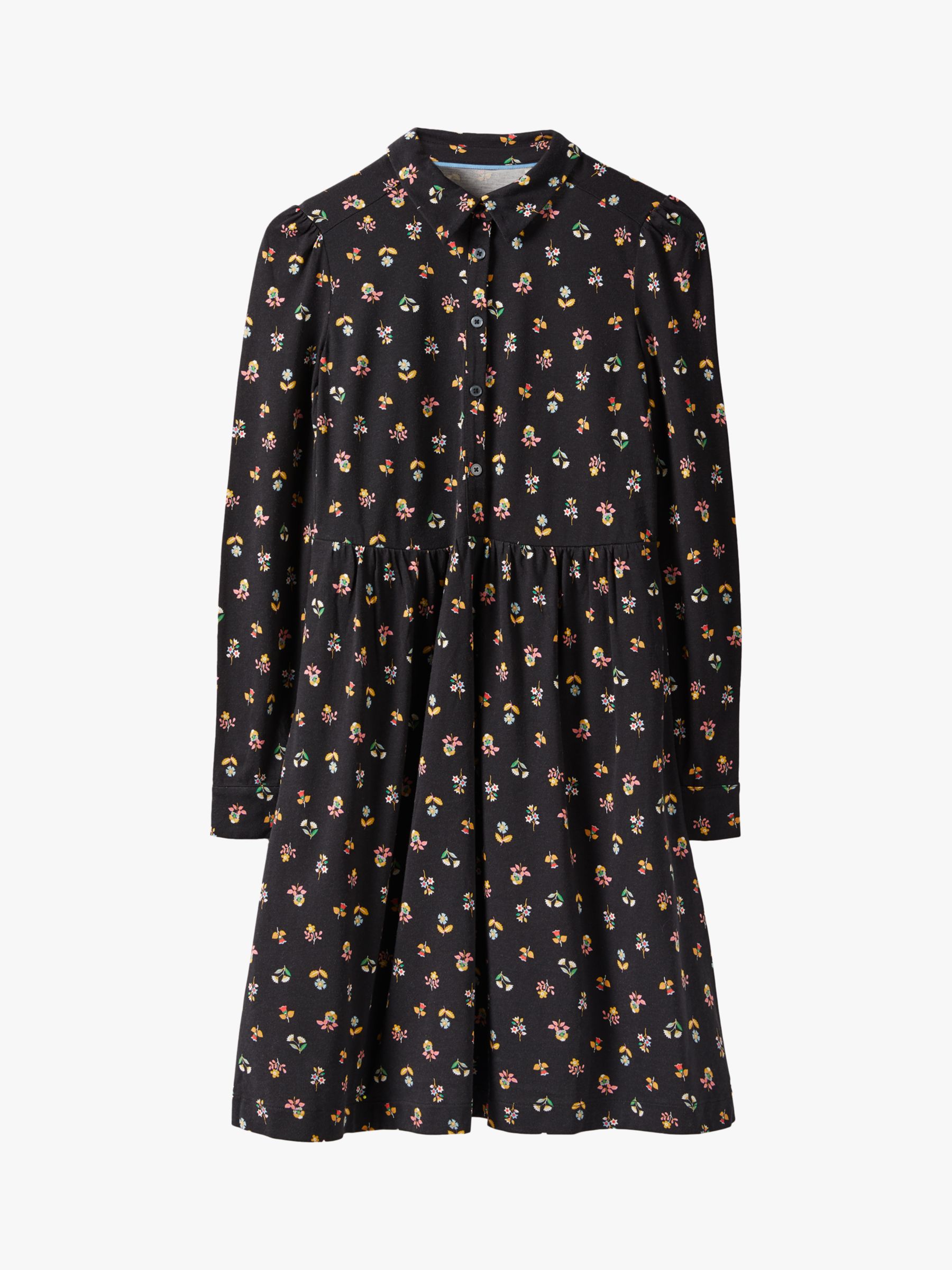 Boden Alma Floral Jersey Shirt Dress, Black/Multi
