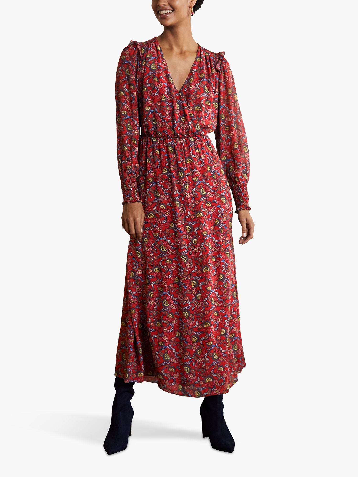 Boden Becky Midi Wrap Dress, Winterberry at John Lewis & Partners