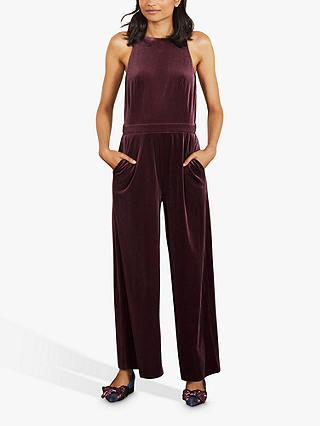 Boden Halterneck Velvet Jumpsuit