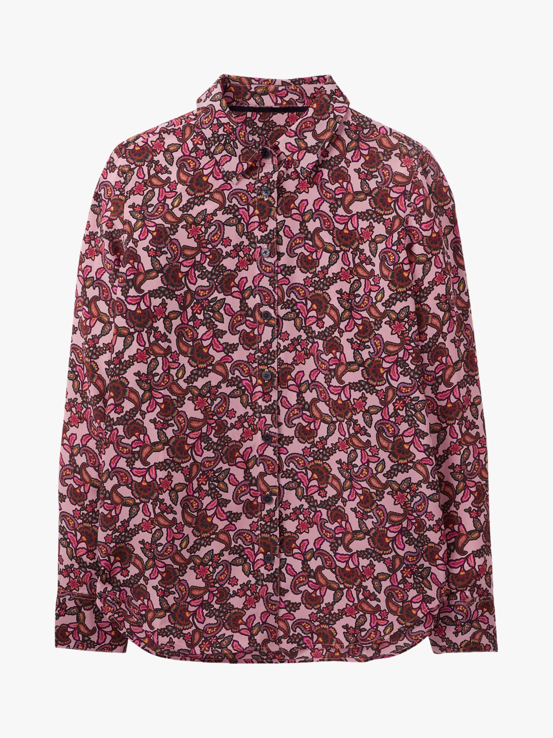 Boden Exotic Floral Print Silk Shirt, Rose/Multi