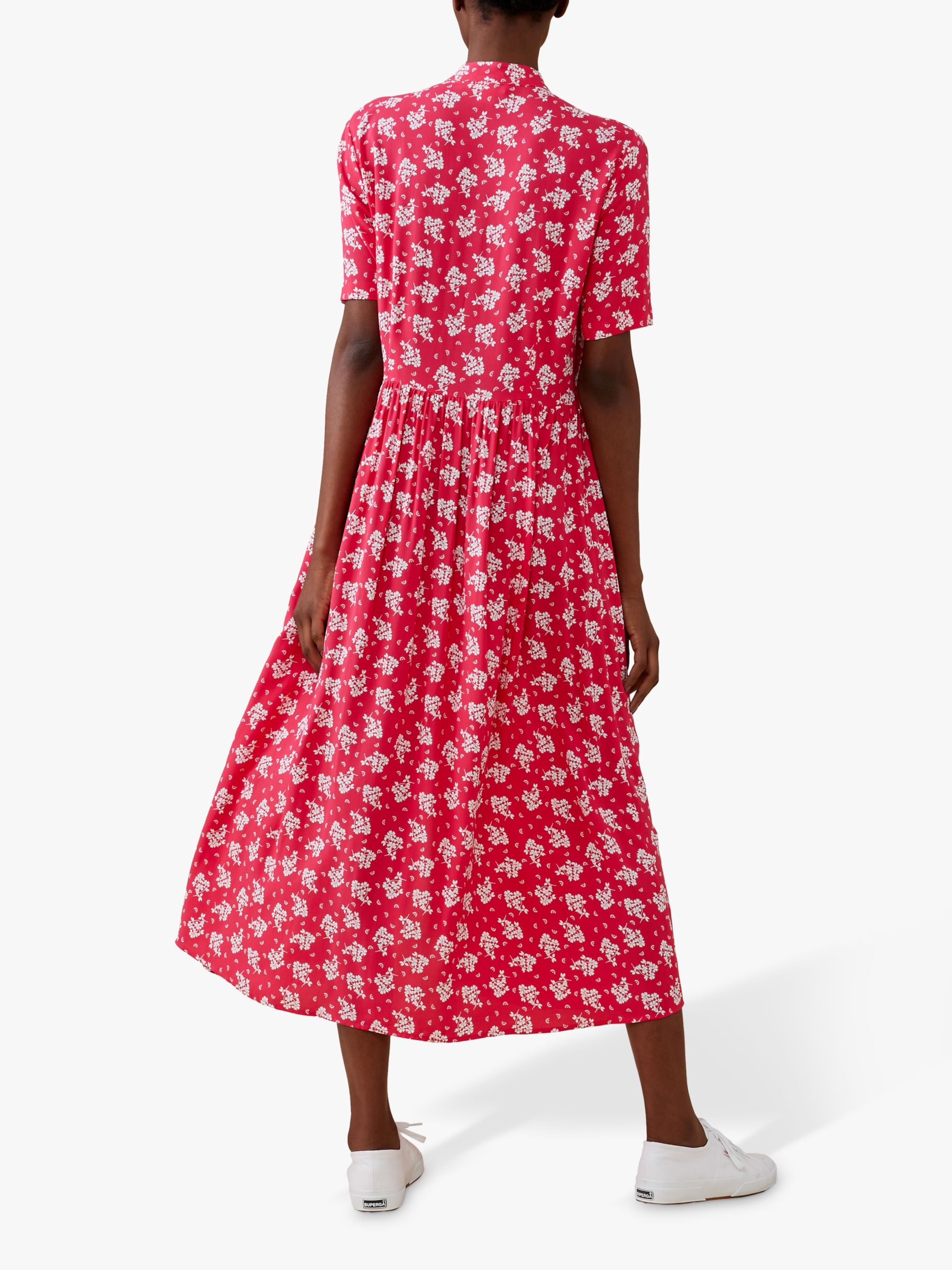 Finery Meave Floral Print Midi Shirt Dress, Pink at John Lewis & Partners