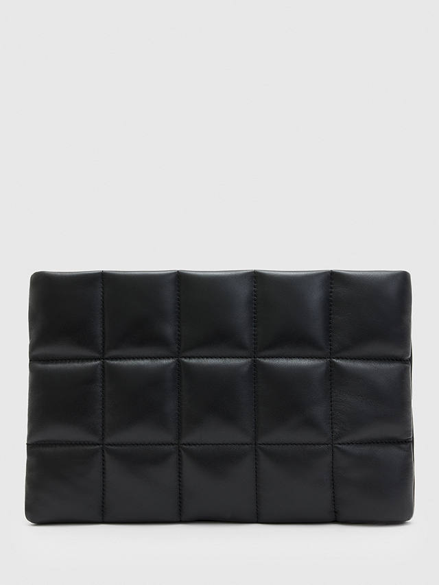 AllSaints Bettina Quilted Leather Clutch Bag, Black