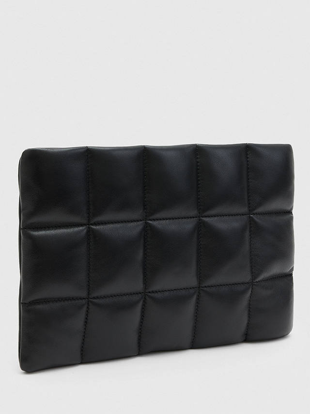 AllSaints Bettina Quilted Leather Clutch Bag, Black