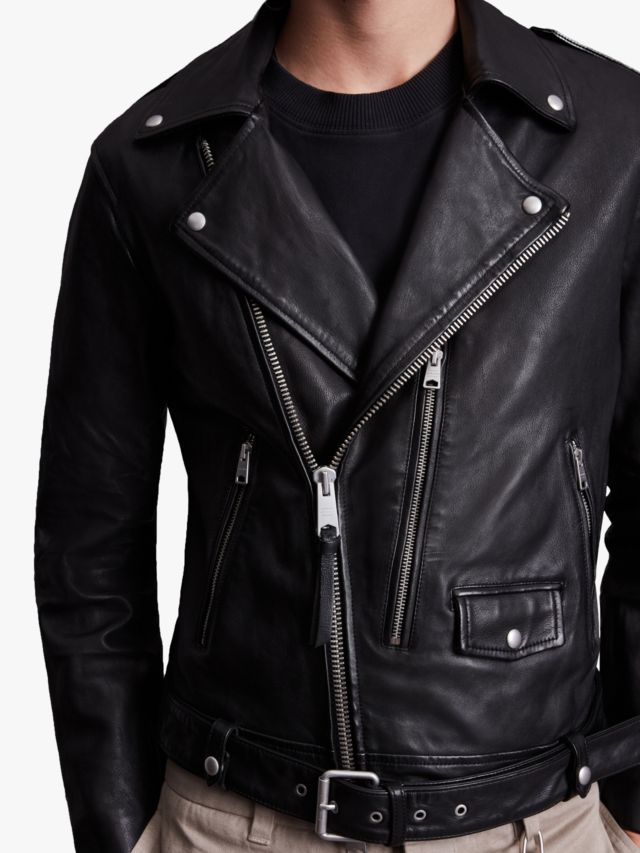 AllSaints Dren Leather Biker Jacket, Black, M