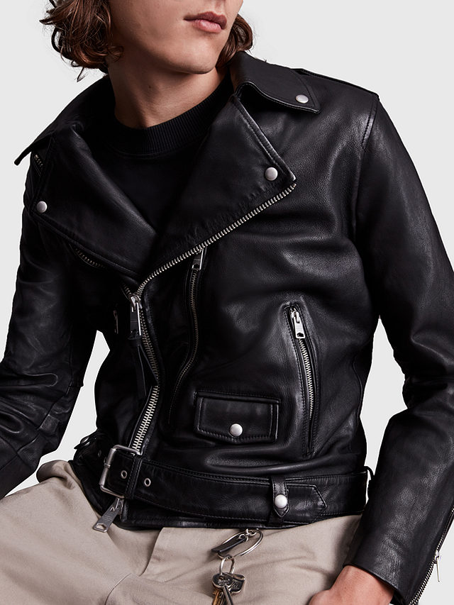 AllSaints Dren Leather Biker Jacket, Black, M