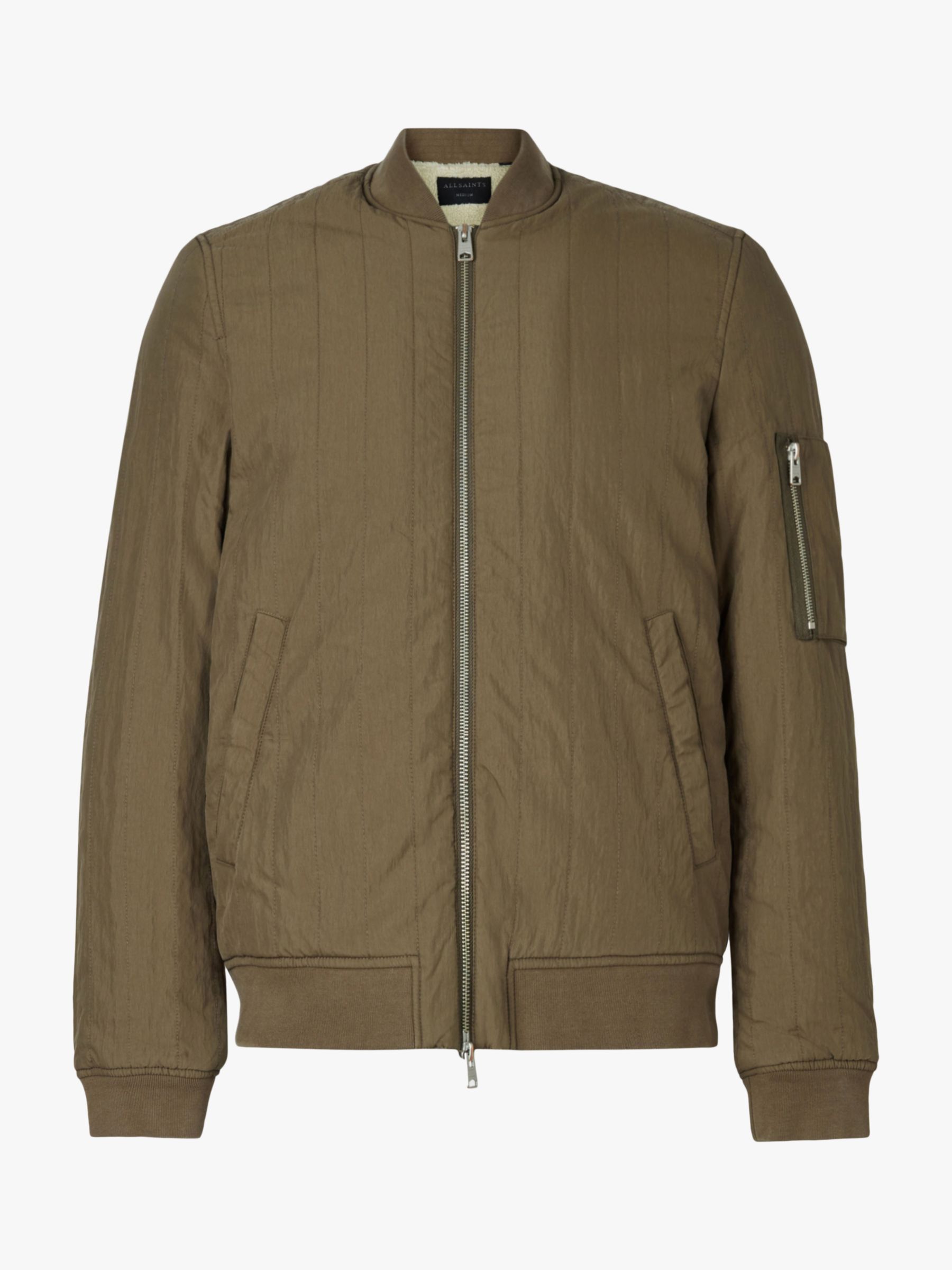 AllSaints Drake Bomber Jacket, Khaki at John Lewis & Partners