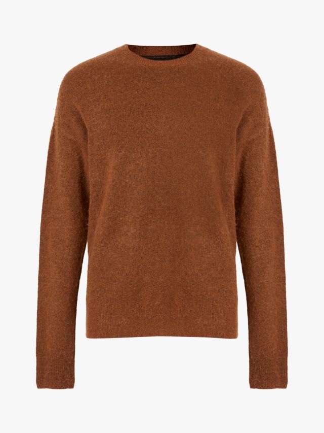 AllSaints Ewan Color Block Crew Knit Jumper, Cinnamon Brown, XS