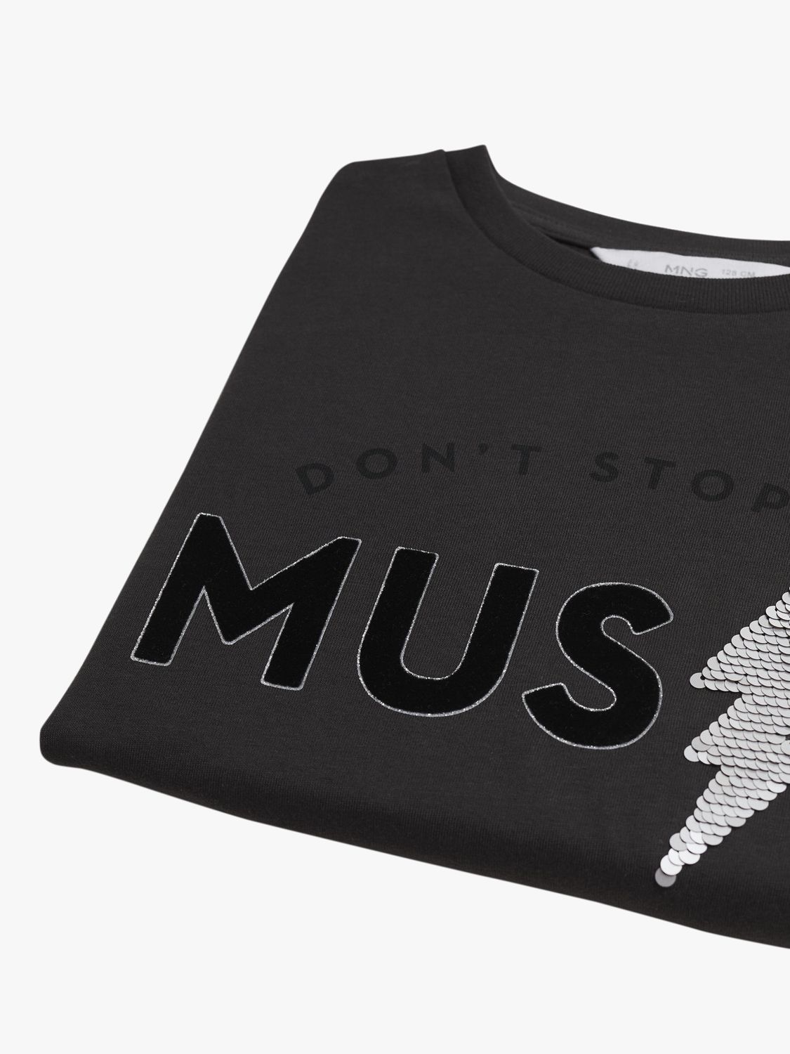 Buy Mango Kids' Don't Stop The Music Tee, Charcoal Online at johnlewis.com
