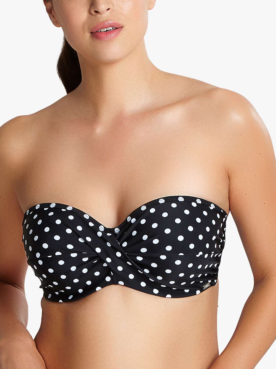 Buy Panache Anya Spot Twist Bandeau Bikini Top, Black/White Online at johnlewis.com