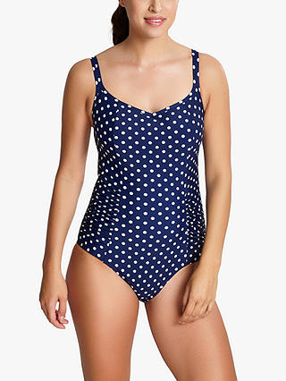Panache Anya Spot Balconnet Swimsuit, Navy/Ivory