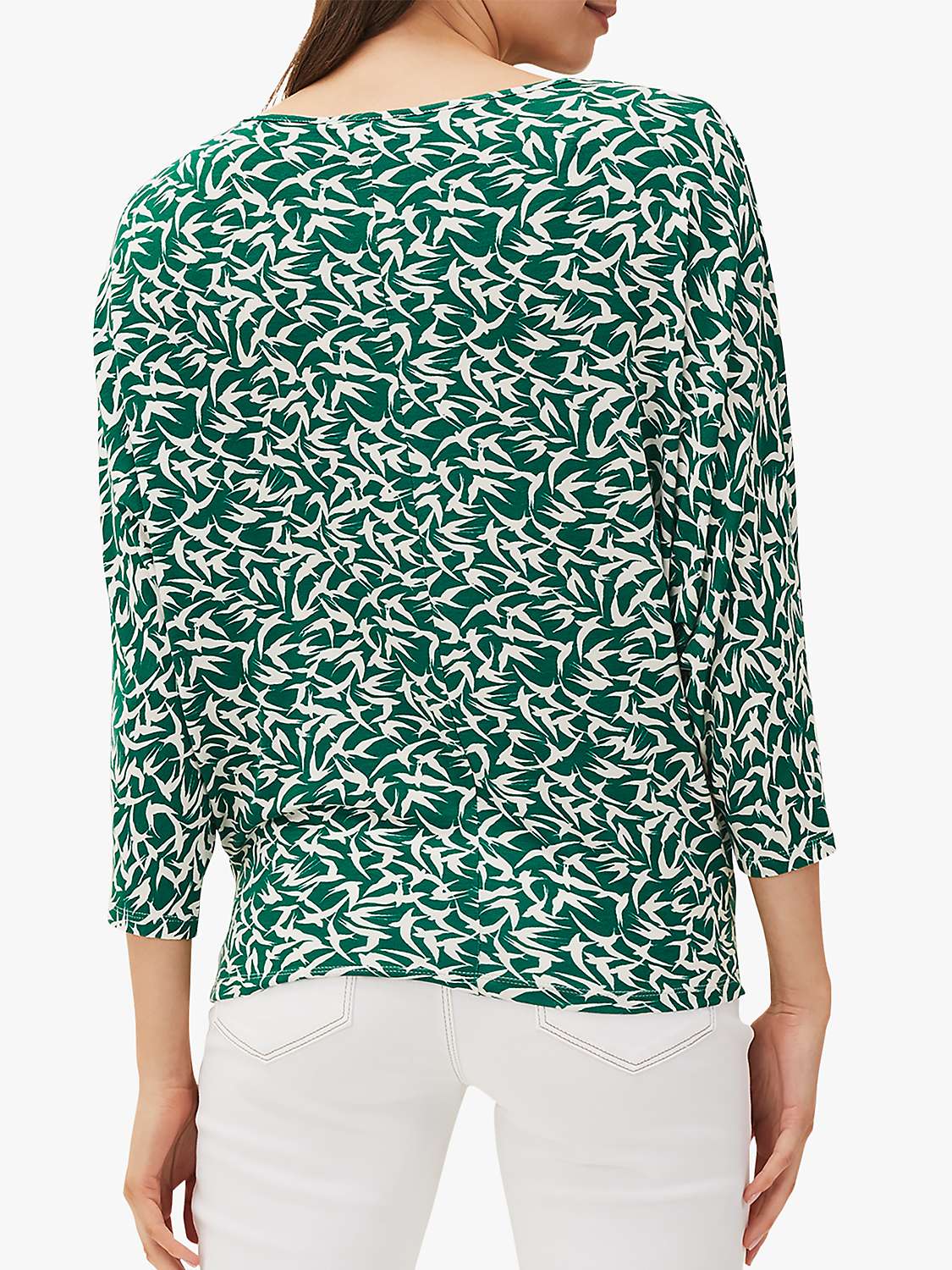 Buy Phase Eight Quin Bird Print Top, Green/Ivory Online at johnlewis.com