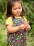Frugi Baby Organic Cotton Fay Floral Reversible Dungarees, Multi