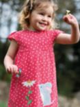 Frugi Kids' GOTS Organic Cotton Little Lola Spot Dress, Watermelon