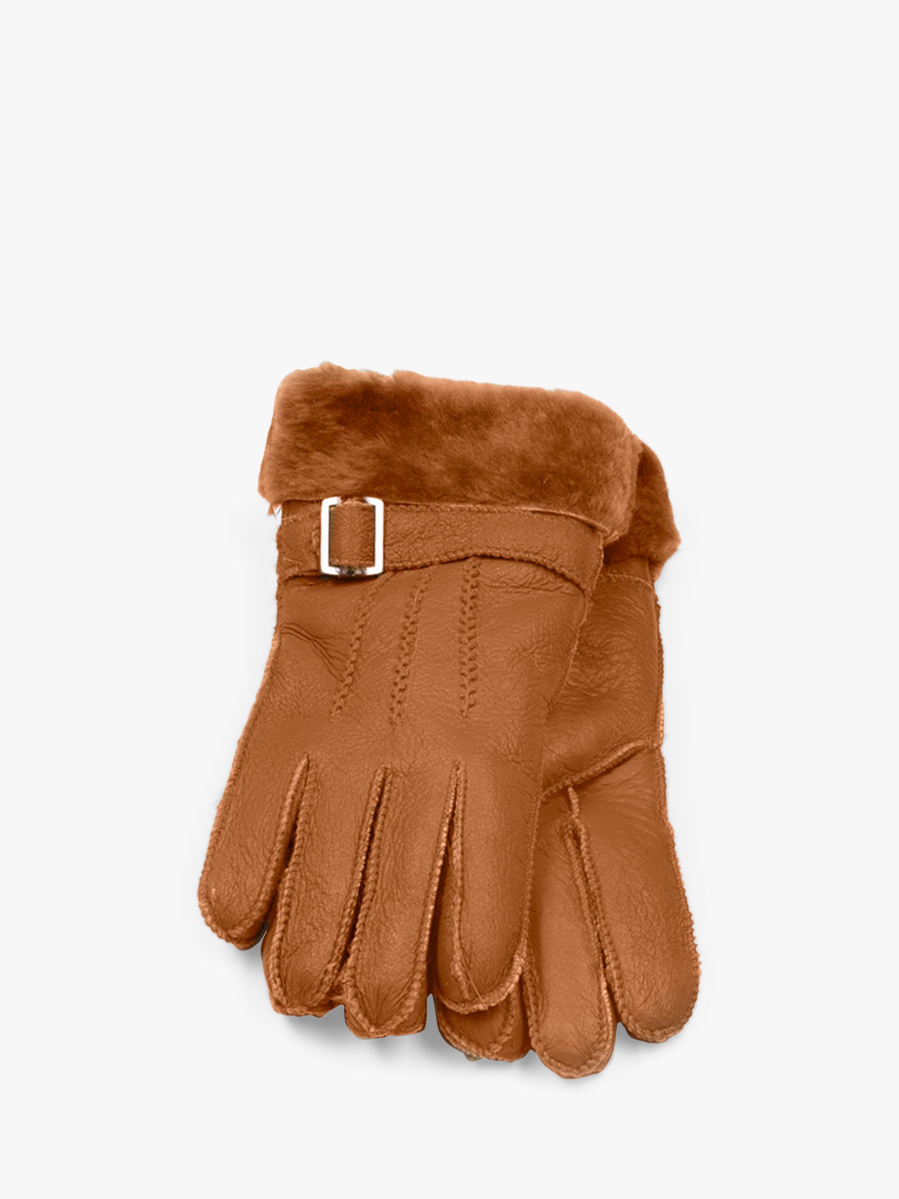 HotSquash Leather Sheepskin Lined Gloves, Amber at John Lewis u0026 Partners