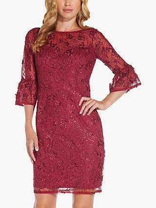 Adrianna Papell Sequin Embroidered Dress, Red