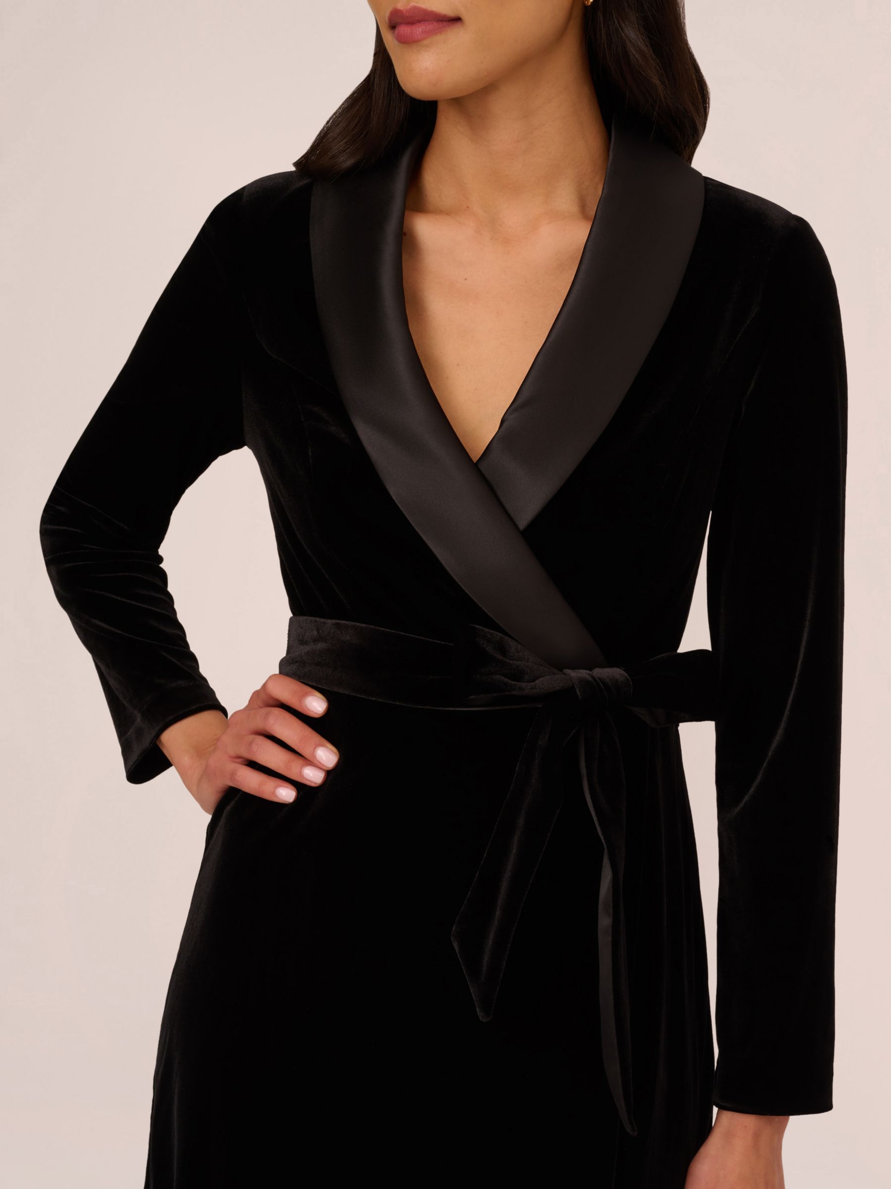 Adrianna Papell Velvet Tuxedo Dress Black at John Lewis Partners