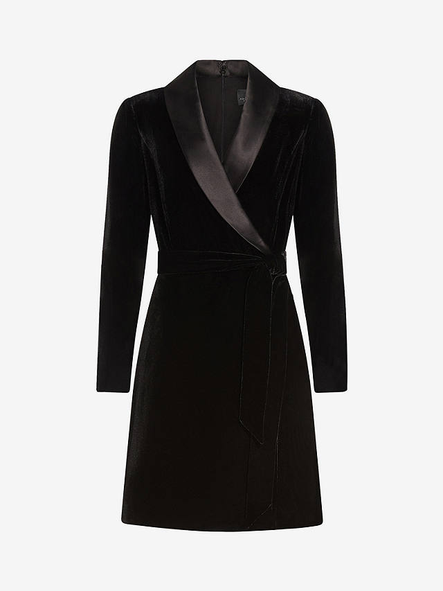 Adrianna Papell Velvet Tuxedo Dress, Black at John Lewis & Partners