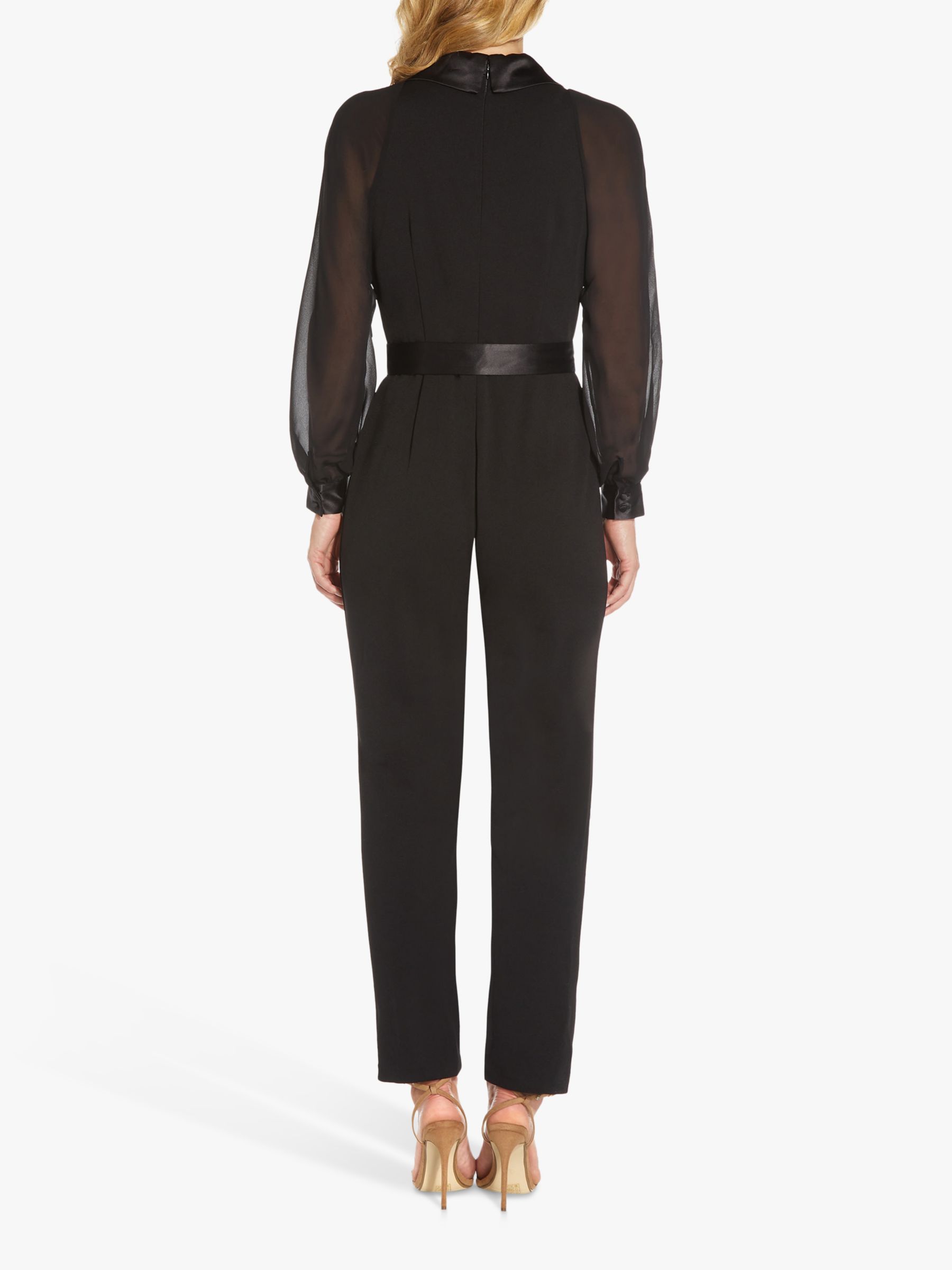 Adrianna Papell Chiffon Tuxedo Jumpsuit Black at John Lewis