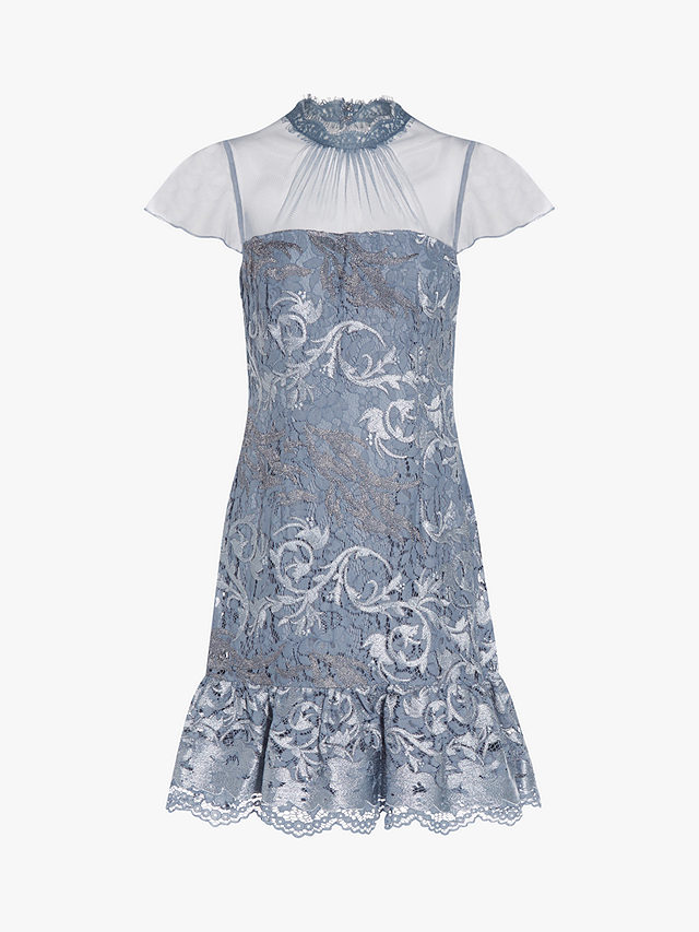 Adrianna Papell Embroidered Lace Dress, Light Blue, 6