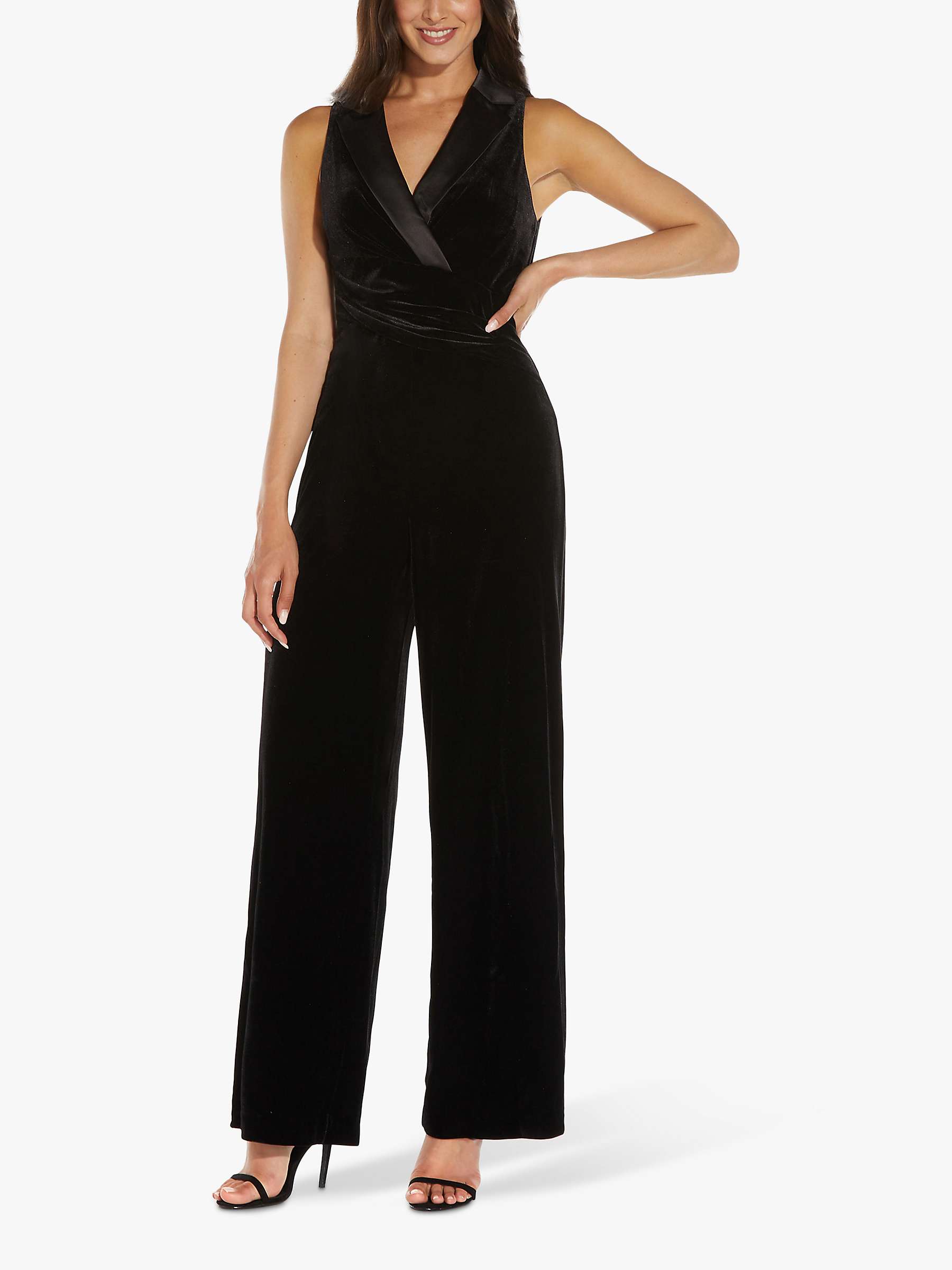 Buy Adrianna Papell Velvet Tuxedo Jumpsuit, Black Online at johnlewis.com