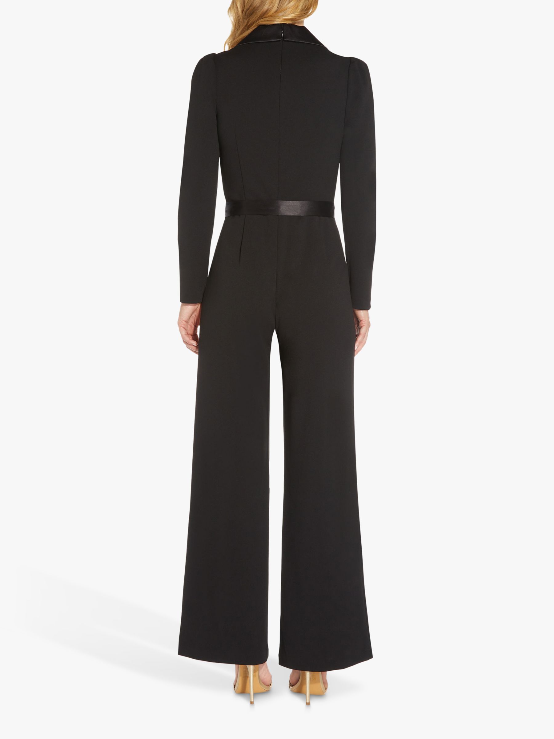 Adrianna Papell Knit Crepe Tuxedo Jumpsuit, Black, 6