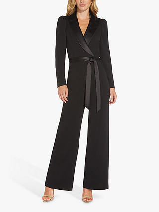 Adrianna Papell Knit Crepe Tuxedo Jumpsuit, Black