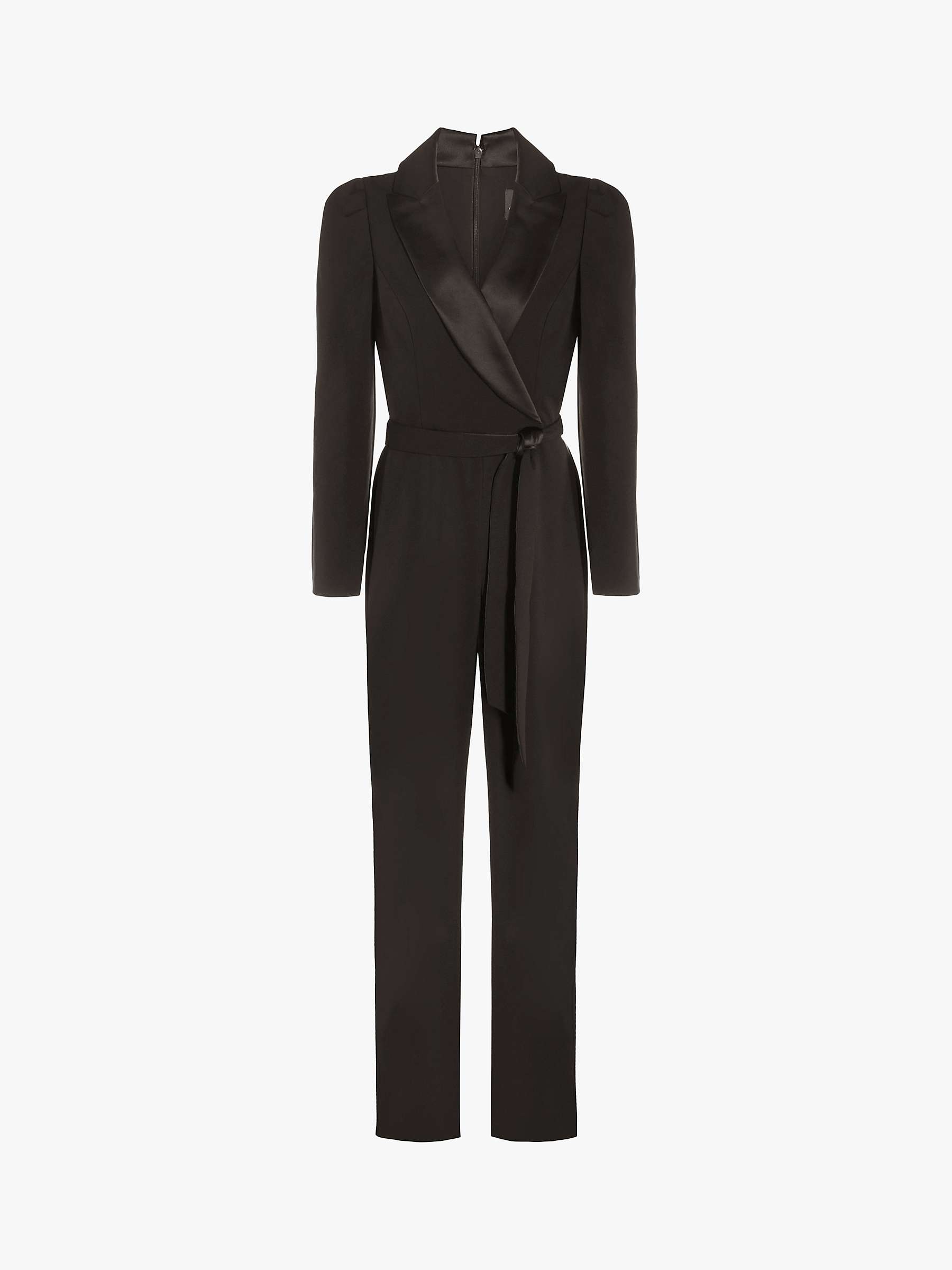 Adrianna Papell Knit Crepe Tuxedo Jumpsuit, Black at John Lewis & Partners