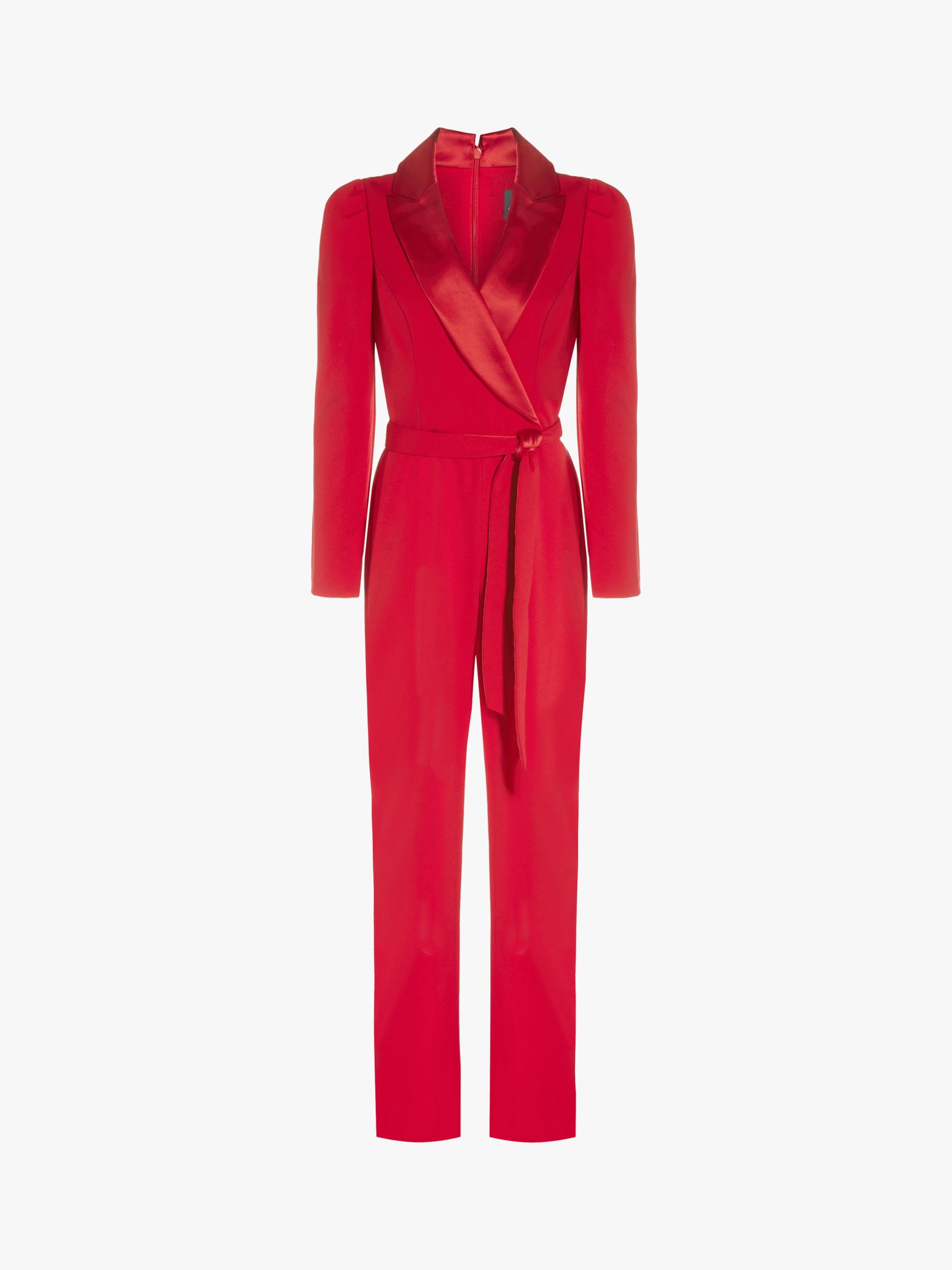 Adrianna Papell Knit Crepe Tuxedo Jumpsuit, Red at John Lewis & Partners