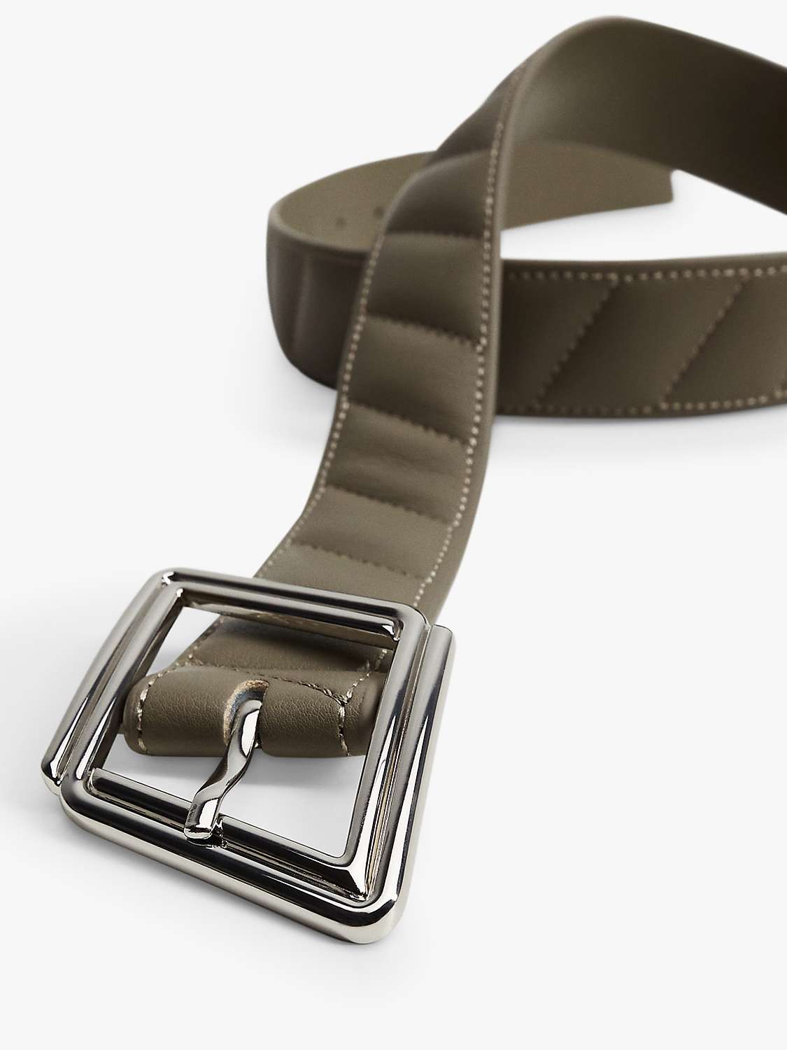 Buy Mango Oblique Stitch Detail Belt, Brown Online at johnlewis.com