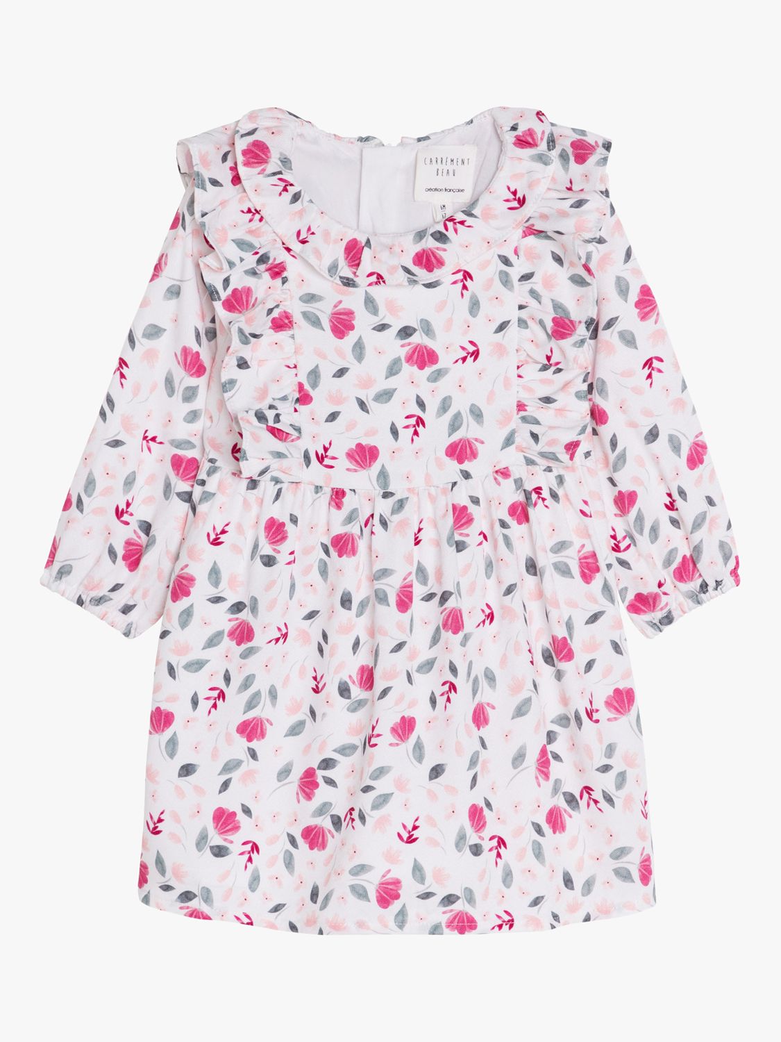 Carrément Beau Baby Floral Print Dress, White/Pink