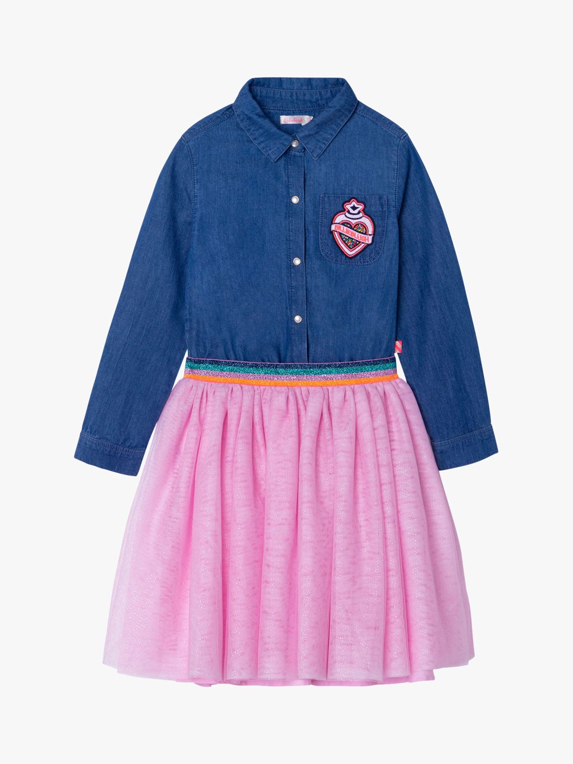 Billieblush Kids' Denim Split Dress, Blue/Pink
