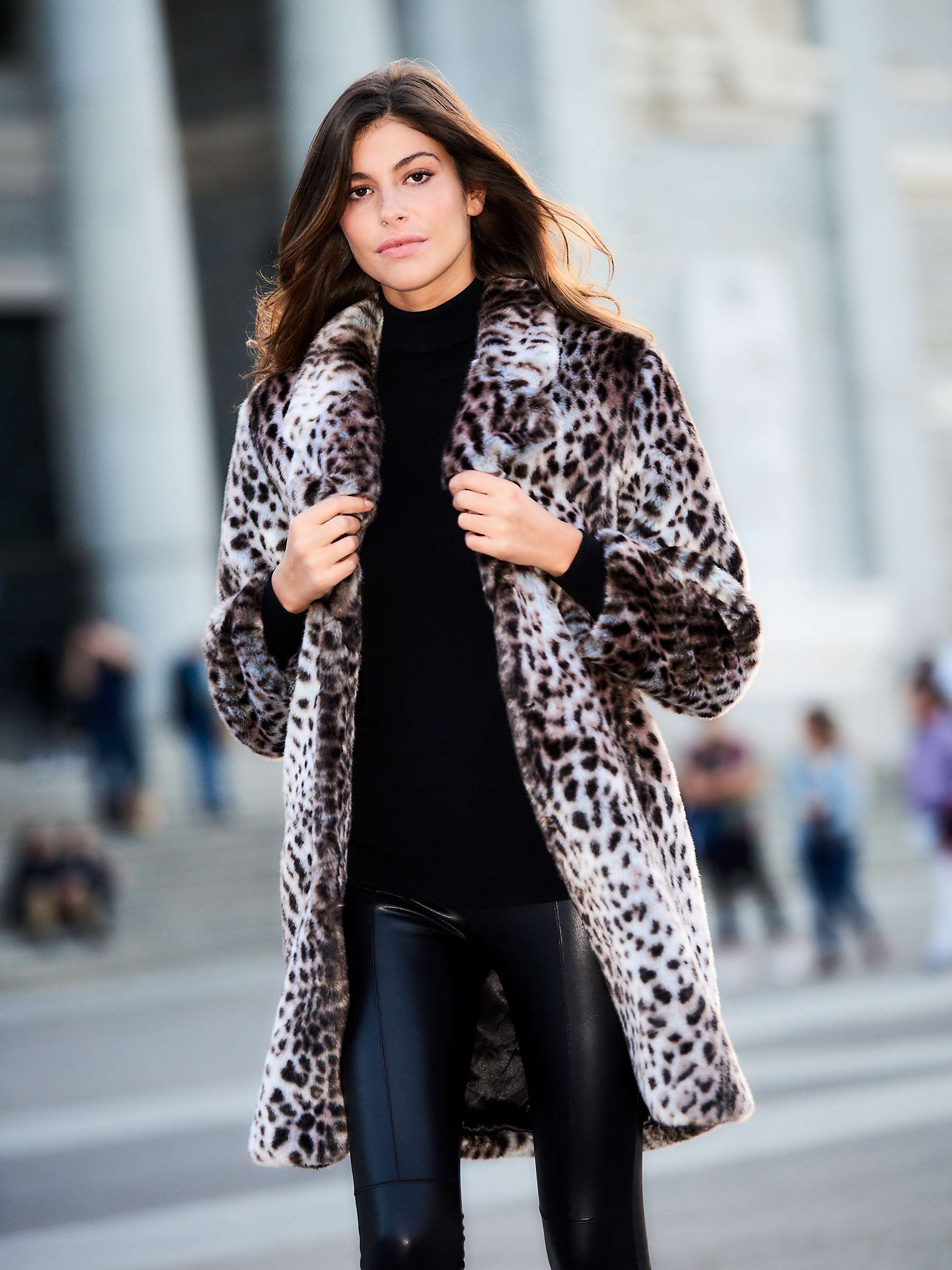 Sosandar Cheetah Print Faux Fur Coat, Multi at John Lewis & Partners