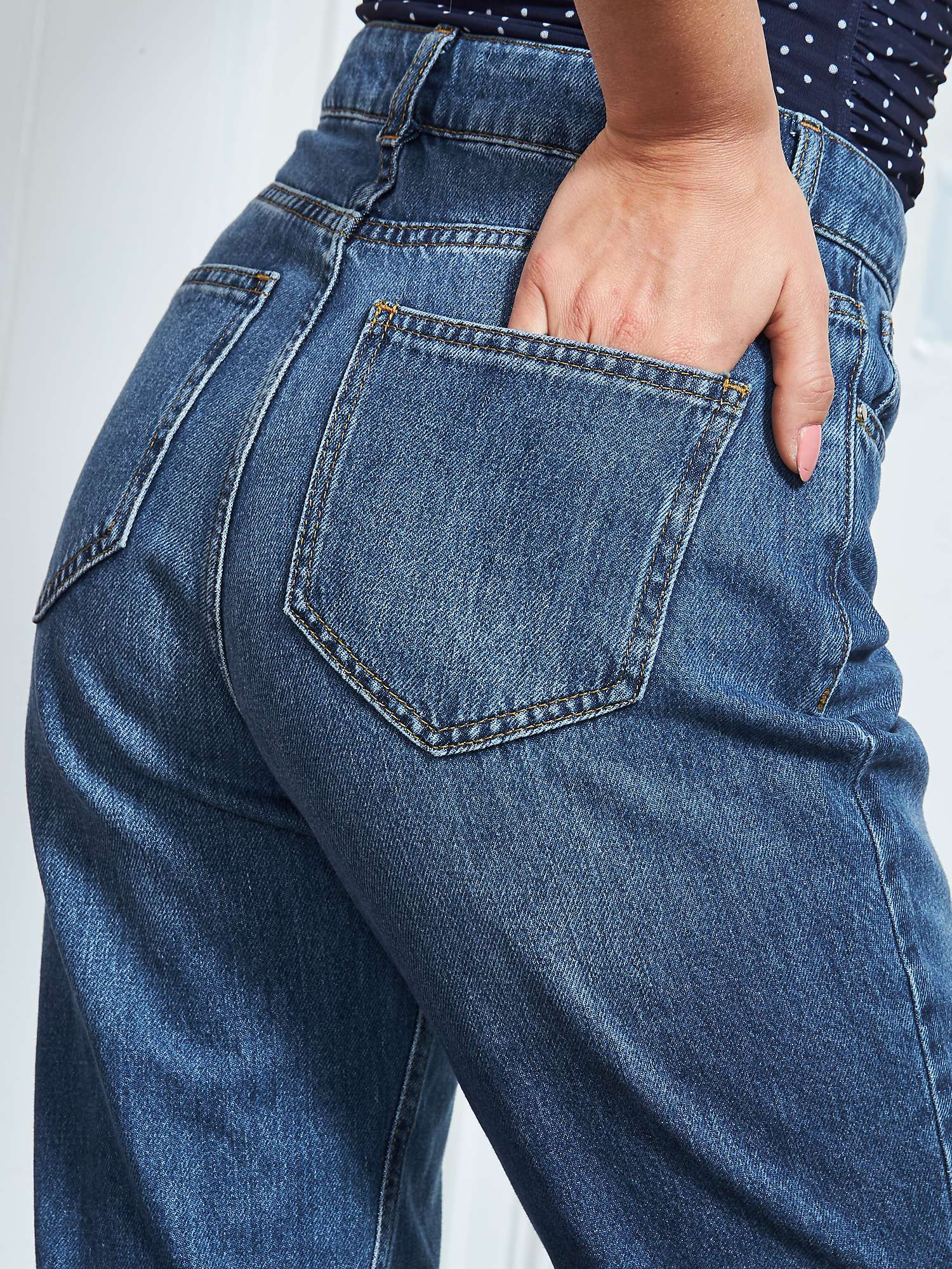 Buy Sosandar Girlfriend Slim Fit Jeans, Mid Blue Online at johnlewis.com