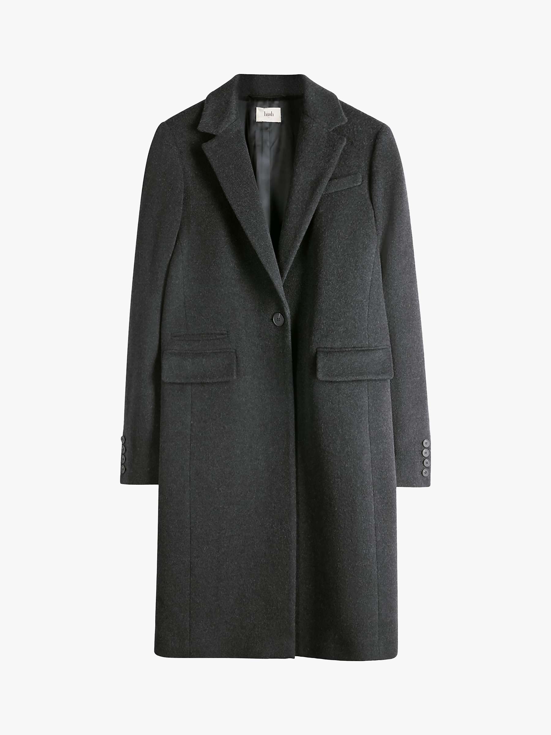 hush Paige Wool and Cashmere Blend Coat, Charcoal at John Lewis & Partners