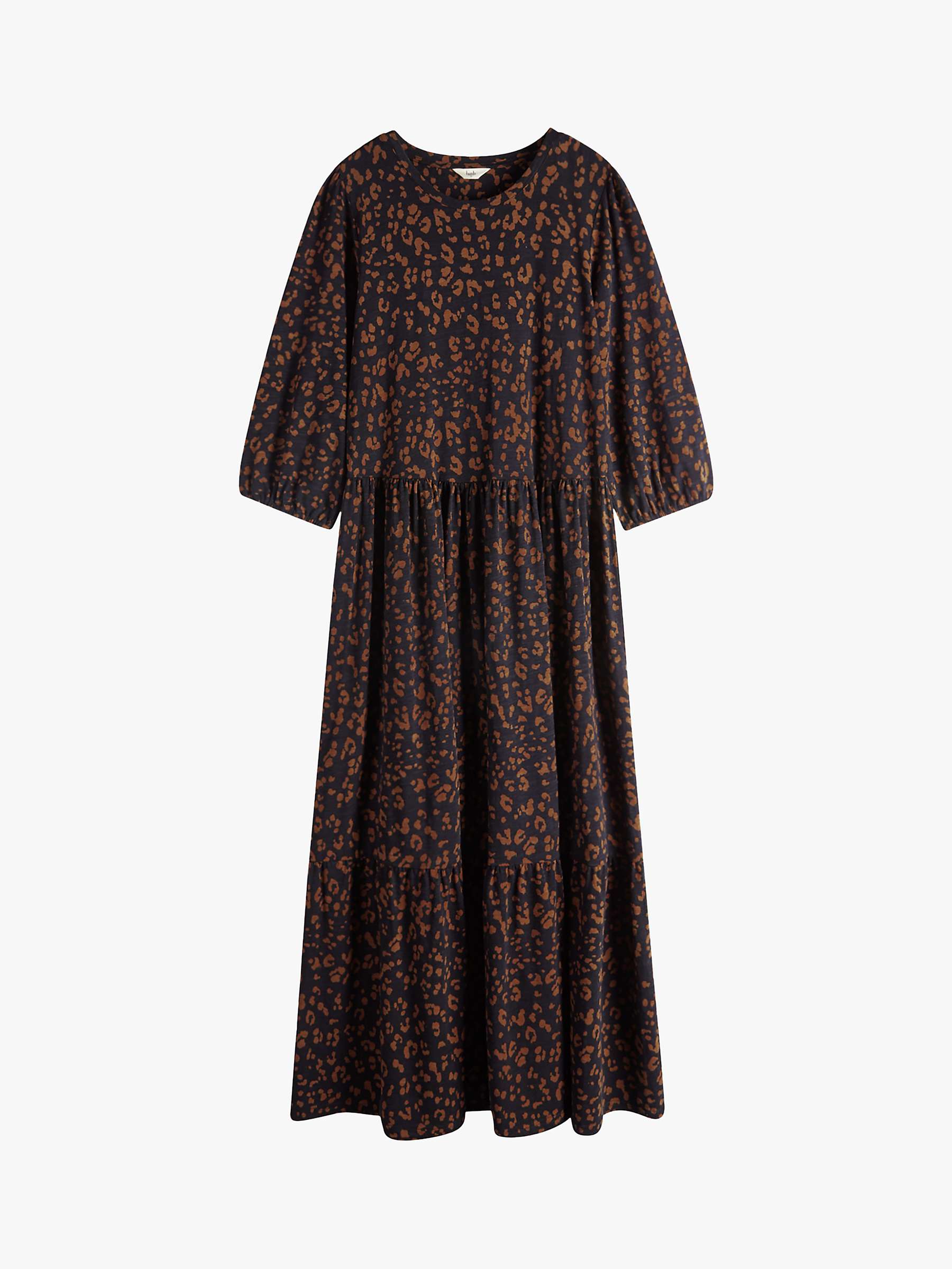 Buy hush Athena Leopard Print Midi Dress, Black/Brown Online at johnlewis.com