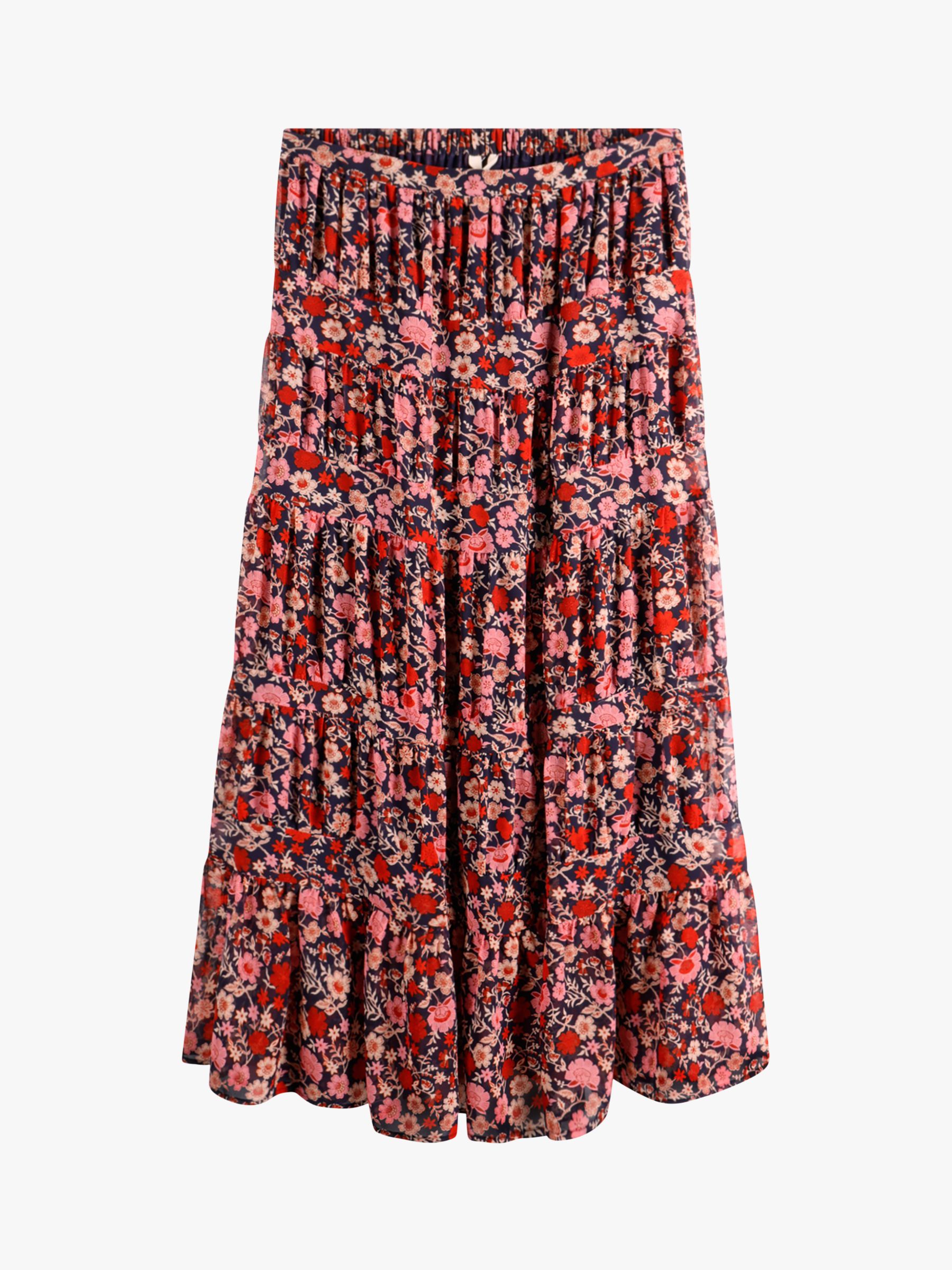 HUSH Gaby Floral Print Gathered Maxi Skirt, Multi, 4